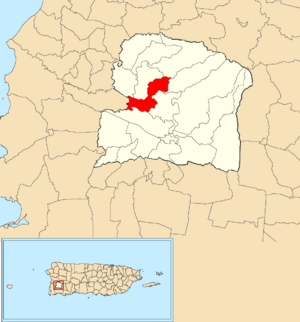 Location of Hoconuco Bajo within the municipality of San Germán shown in red