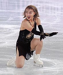 Kaori Sakamoto performing her free skate at the 2024-25 Grand Prix Final