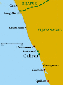 Kerala cities at time of Cabral (1500)