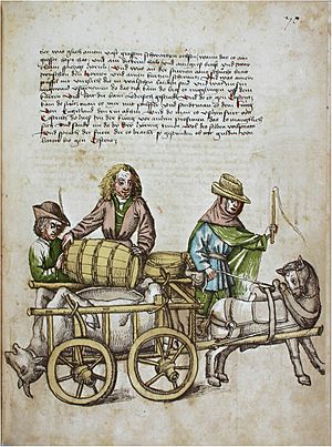 Konstanzer Richental Chronik Geschenk eines grossen in Salz gepökelten Tieres aus Litauen an den König 70r