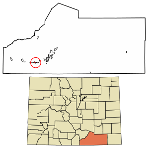 Location of the Valdez CDP in Las Animas County, Colorado.