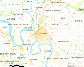 Map of the commune of Libourne