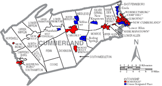 Map of Cumberland County Pennsylvania With Municipal and Township Labels