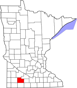 Map of Minnesota highlighting Cottonwood County