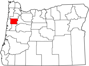 Map of Oregon highlighting Polk County
