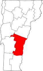 Map of Vermont highlighting Windsor County