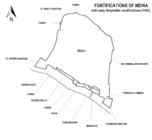 Mdina fortifications map 1565