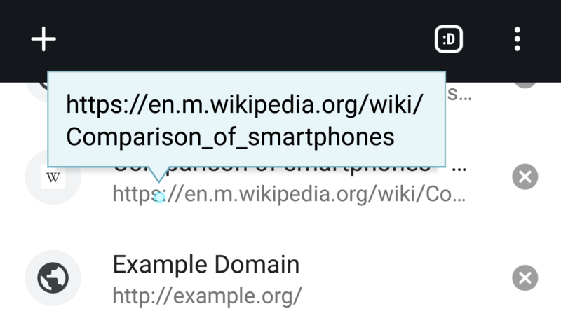 Mobile URL tooltip