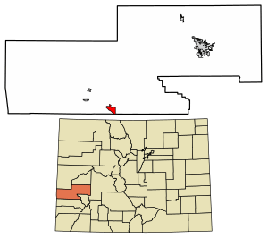 Location of the Redvale CDP in Montrose County, Colorado.