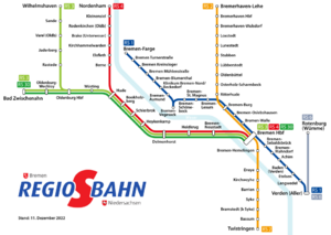Netzplan Regio-S-Bahn Bremen 2022