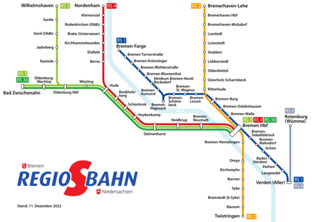 Netzplan Regio-S-Bahn Bremen 2022