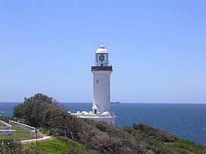 Norah Head lighthouse, located on the headland