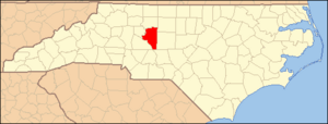 North Carolina Map Highlighting Davidson County