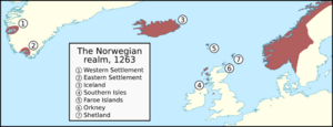 Norwegian realm map, 1263