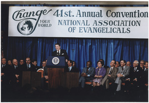 Photograph of President Reagan addressing the Annual Convention of the National Association of Evangelicals( "Evil... - NARA - 198535