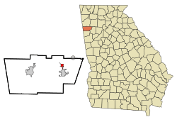 Location in Polk County and the state of Georgia