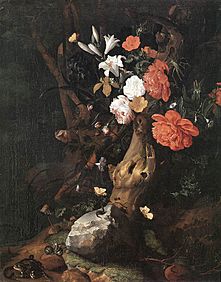 Rachel Ruysch Flowers on a Tree Trunk