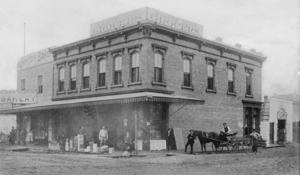 Ralphs Brothers Grocery and New York Bakery, southwest corner of Sixth Street and Spring Street, 1886