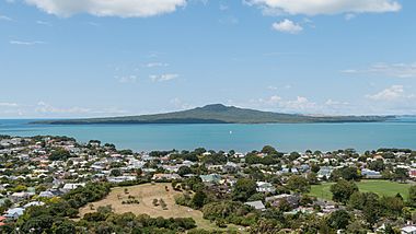 Rangitoto Island as seen from Mount Victoria Reserve in Devonport, North Shore City 20100128 1