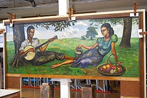 Samuel Countee mural during restoration process