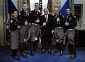Secretary of Defense Robert Gates and members of Texas A&M University's Corps of Cadets