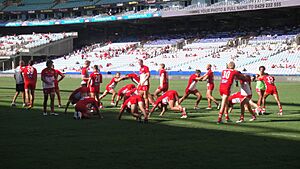 Sydney Swans warming up 2013