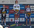 The podium of the women's time trial at the 2013 UCI Road World Championships (2)