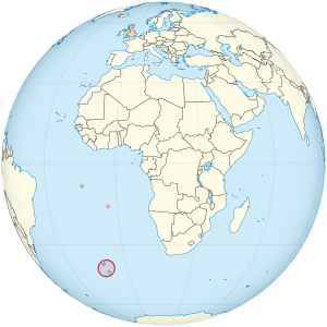 Tristan da Cunha on the Globe (in the United Kingdom)