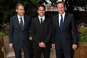 UK Prime Minister David Cameron with Cesc Fabregas in July of 2011