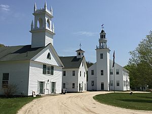 Washington Congregational Church, Center School, and Town Hall (from left)