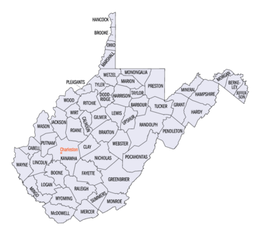 West Virginia counties map