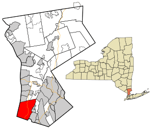 Westchester County New York incorporated and unincorporated areas Yonkers highlighted