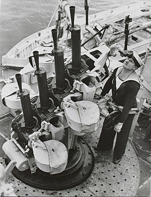 .50 Vickers AA guns on HMAS Perth