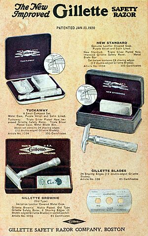 1922 Gillette razor and blades advert, color