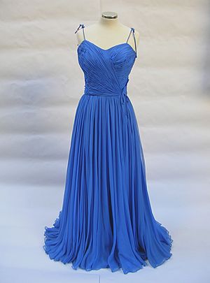 1950 Jean Dessès evening dress in blue silk mousseline