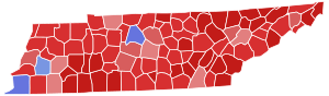 2020 United States Senate election in Tennessee results map by county.svg