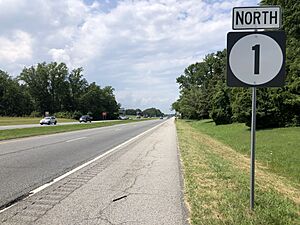 2022-07-15 15 04 50 View north along Delaware State Route 1 (Bay Road) just north of Exit 83 in Frederica, Kent County, Delaware