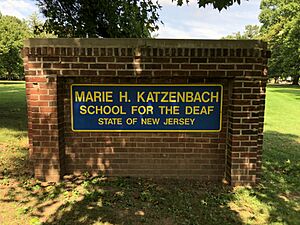 2023-09-05 14 10 52 Sign at the main entrance for the Marie H. Katzenbach School for the Deaf in Ewing Township, Mercer County, New Jersey