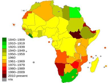 Africa independence dates