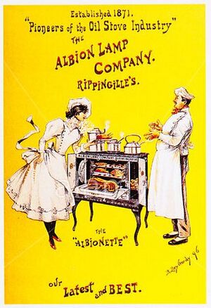 Albion Stove ad London 1896 by Dudley Hardy
