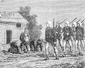 Annamese kowtowing to French soldiers
