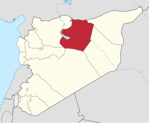 Map of Syria with Raqqa highlighted