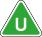 Green triangle with U in centre