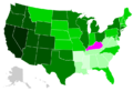 Black population % change by U.S. state 1900 1990