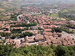 Borgo Maggiore seen from San Marino - June 2016.jpg
