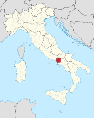 Map highlighting the location of the province of Caserta in Italy