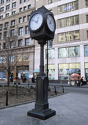 David Rockefeller street clock Broadway and Park Row