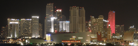 Downtown Miami at night American Airlines Arena