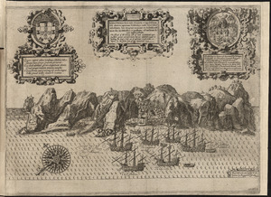 Dutch ships anchored in harbor of Helena Island in Arctic during Willem Barents' voyage of exploration in 159- LCCN2003653977