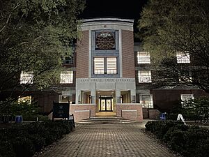 Earl Gregg Swem Library at night 2021